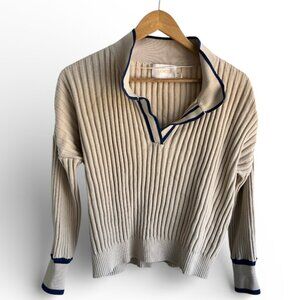 SANCIA 'The Atalie' Knit Top in Oatmeal Cobalt Size M